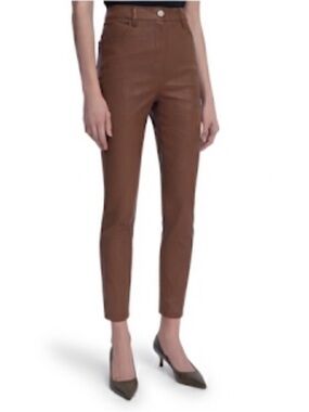 Theory Bristol 100% Lamb Leather Skinny 5-Pocket Tan Pants Size 2